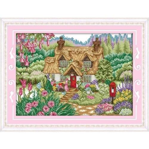 Flower cabin cross stitch kit 14ct 11ct count printed canvas stitching embroidery DIY handmade needlework