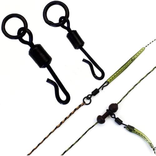 20PCS Micro Fishing Accessories Quick Change Rings Swivel with Rings QC Kwik Swivels for Carp Chod Ronnie Rig Tackle Accessories