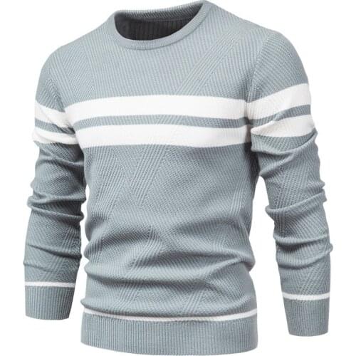 2021 Autumn And Winter Round Neck Loose Sweater Mens Casual Collar Long Sleeve Sweater Men Sweater Stripe Thick Knitwear