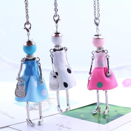Europe America French Paris Doll Necklace Dress Long Chain Alloy Doll Pendant Fashion Jewelry For Women 2019 News Accessories