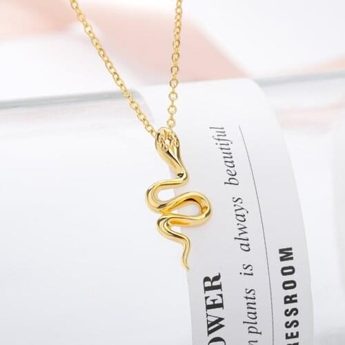 Cute Animal Stainless Steel Snake Necklace 2020 Gold Snake Pendant Necklace For Women Chain Charm Pendant Necklace Jewelry Gifts