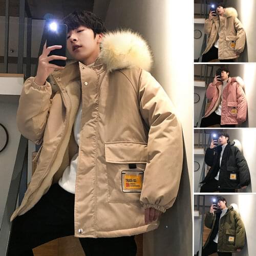 Cotton coat 2020 new Korean version of winter plus velvet padded plus large size coat loose tooling cotton-padded jacket male