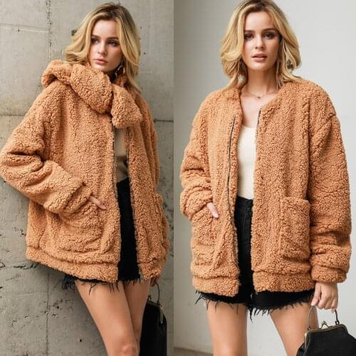 2019 Autumn winter new womens loose fashion casual long sleeve imitation fur Grass collar plush Imitation fur coat plus size