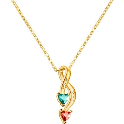 Personalized Birthstone Necklace for Women Name Engraved Pendant Necklace Customized Jewelry