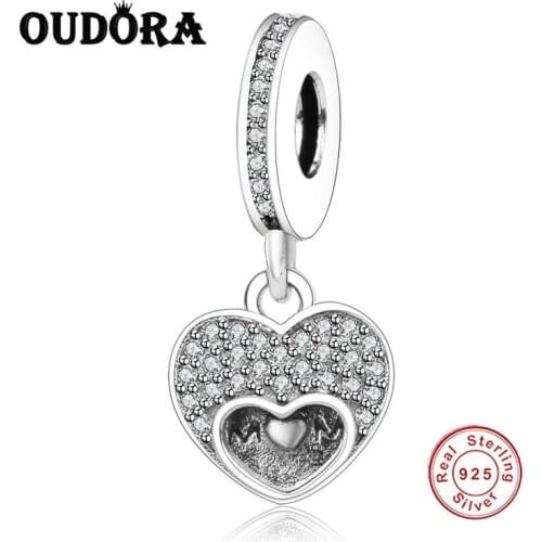 Fit Original Pandora Charm 925 Sterling Silver Bracelet I Love My Mom Heart Dangle Charms Beads For Fashion DIY Jewelry Berloque