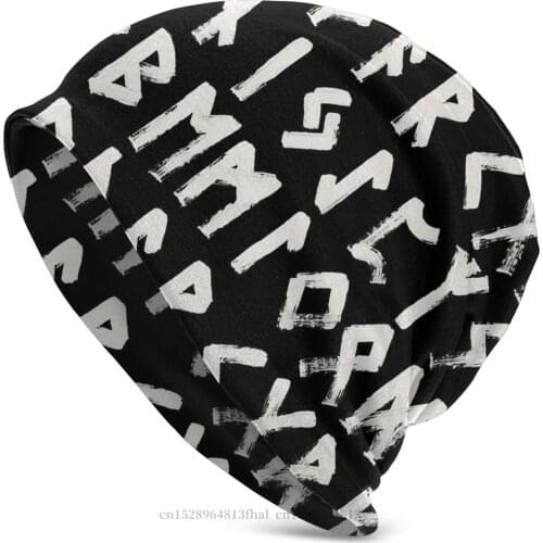Vikings Ragnar Skullies Beanies Caps Runes Elder Futhark Knitted Hat Winter Warm Bonnet Hats Men Womens Hip Hop Ski Cap