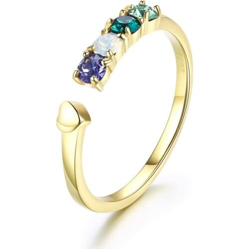Luxury fashion Crystals From Crystal S925 Sterling Silver Gilt Multicoloured Crystal Small Fresh Ring