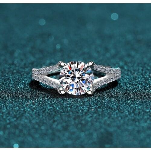 Silver 2 Carat Excellent Cut Big Diamond Test Passed D Color High Clarity Moissanite Engagement Ring Silver 925 Wedding Jewelry