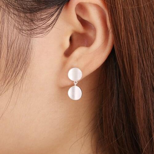 SMJEL New Fashion Geometric Matte Double Round Stud Earrings for Women Girl Gifts Brincos 2017 SYED085