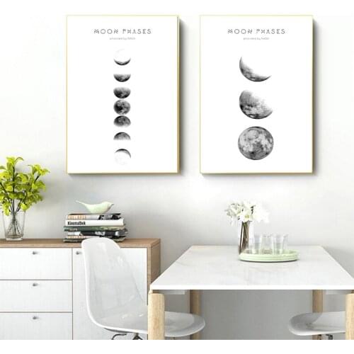 Modern Nordic simple black and white moon living room sofa background wall painting dining room bedroom bed canvas painting core