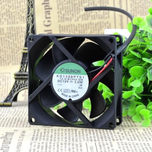 Free Shipping ADDA 12V 2.6W KD1208PTS1 12V 2.6W 2Wire Cooling fan 8cm 8025 80x80x25mm 8cm 37CFM