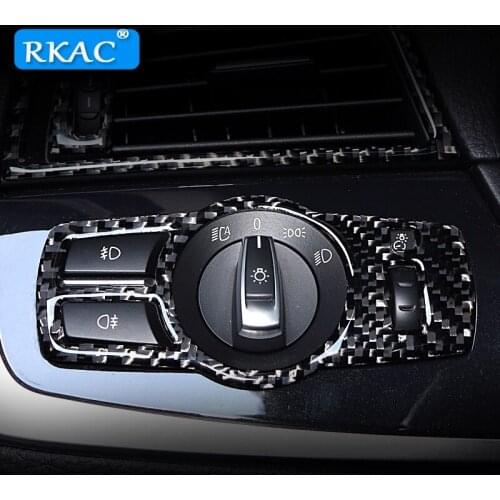 Carbon Fiber Interior Headlight Switch Cover Trim Sticker Car Accessories For BMW 5 Series F10 F07 F01 F25 F26 Car Styling