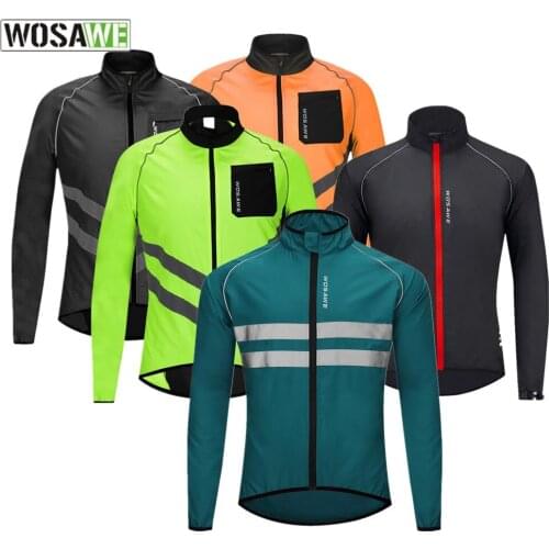 WOSAWE MTB Road Bicycle Windbreaker Windproof Bike Ultralight Jacket Water Repellent Men Cycling Long Jersey Reflective Jacket