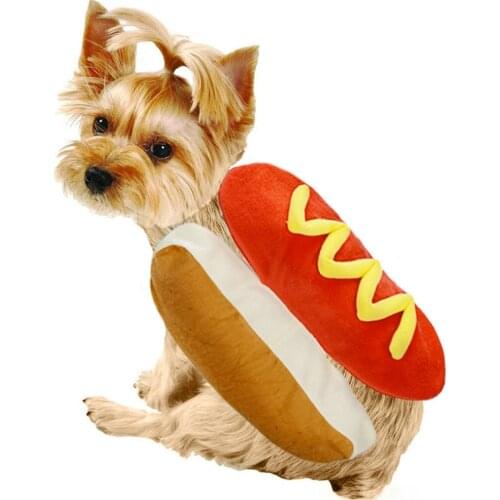 Funny Hotdog Dogs Costume Clothes Hamburger Cat Creative Costume Halloween Christmas Novelty Pet Party Cosplay Apparel Clothes