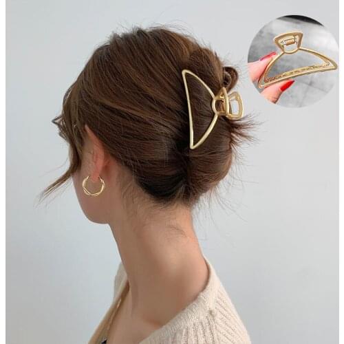 2021 Korean New Hair Claw Barrettes For Women Fashion Girl Metal Geometric Hollow Out Headwear Hair Accessories Crab Hair Clip