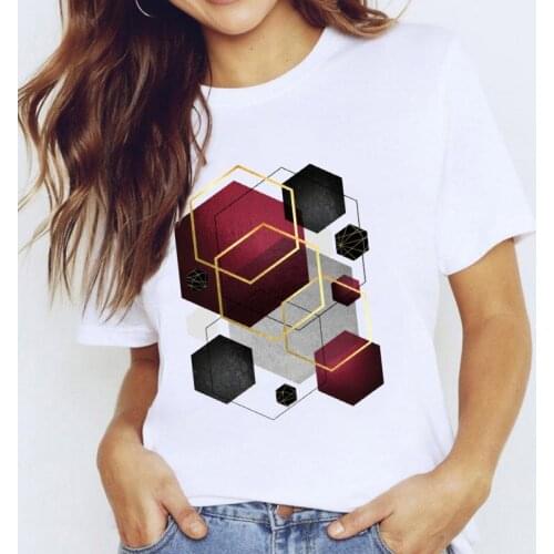 Women T shirt Beautiful Geometry woman tshirts Graphic t-shirt Harajuku Tops Short Sleeve tee shirt femme Casual Female Tshirts