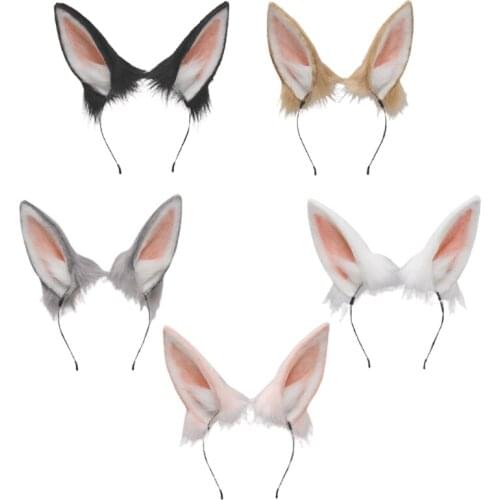 Women Animal Bunny Ears Headdress Plush Furry Lolita Headband Anime for Halloween Christmas Cosplay Accessories