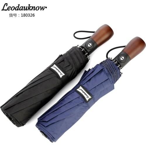 Leodauknow Three Folding Full Automatic Luxury Big Windproof Sun Protection 10k mens Business Elite Sunny and Rainy Umbrella