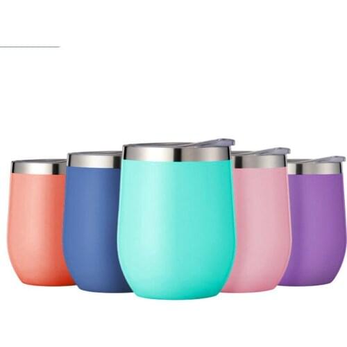 1PC Wine Cups Vacuum Custom U-shaped Eggshell Cup 12oz Cup Multicolor Stainess Steel Vacuum Beer Mug Tumbler Thermos