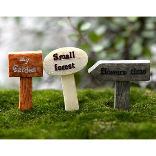 100 pcs Resin Crafts sign board signboard miniatures fairy garden gnome moss terrarium decor bonsai Figurines Micro Landscape