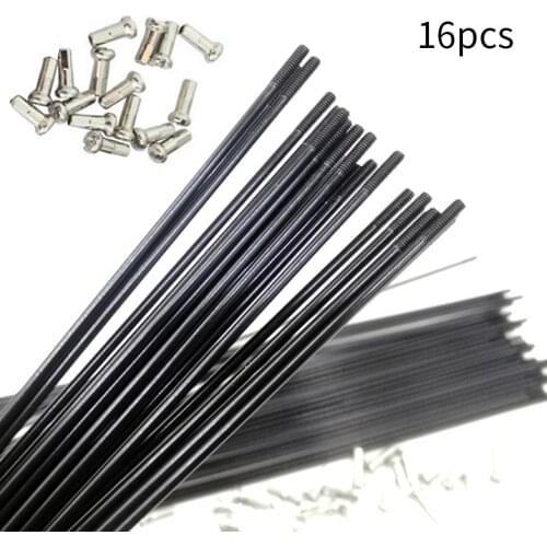 16Pcs 251mm-269mm MTB Mountain Bicycle Bike Spokes Cycling Wheel Steel Radius Knitting Needle with Caps Suitable 32-hole Hub