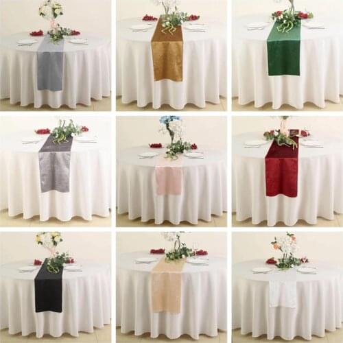 20 Colors Poly Velvet Table Runner Banquet Tablecloth Runners For Wedding Event Decoration