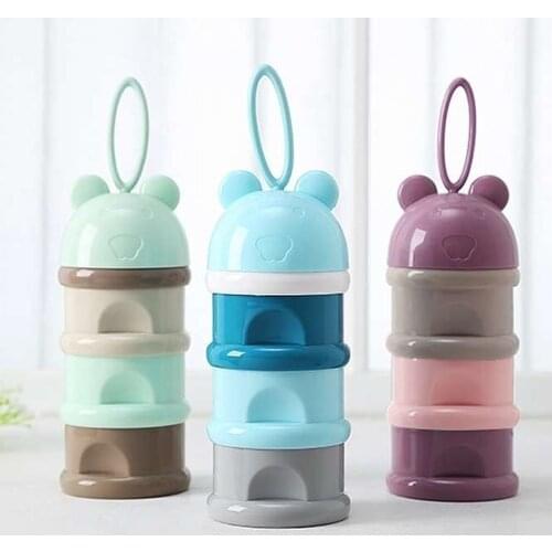 3-Layer Portable Stackable Baby Milk Powder Dispenser Container Storage Box Bottle Case for Home Travel Outdoor Activities