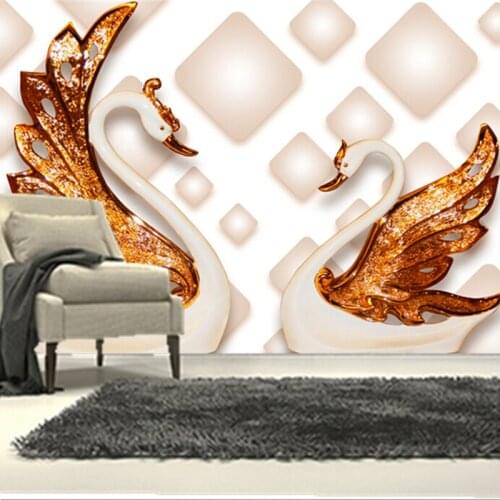The custom 3D murals,3D stereo wallpaper, two beautiful swans papel de parede,living room sofa TV wall bedroom wall paper