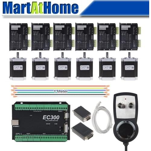 6 Axis CNC Stepper Driver Kit Mach3 Ethernet 300 KHz with MPG Controller for DIY CNC Router