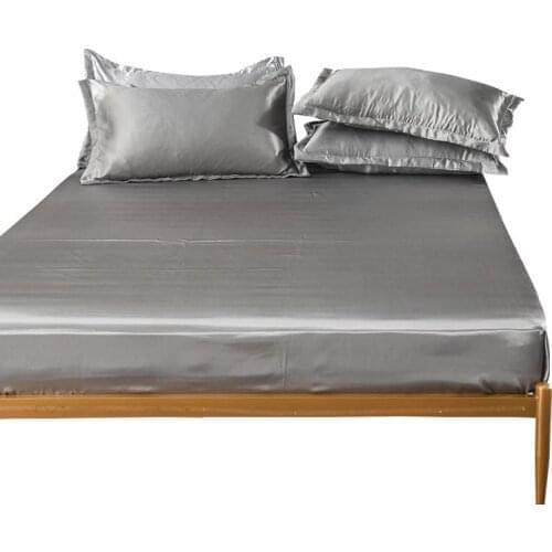 73 Satin Silk Fitted Sheet On Elastic Band Solid Color Mattress Cover Bed Sheets 8 Size Drap Housse de Matela