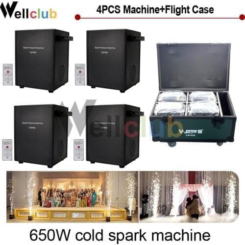 4pcs with Case Sparkular Machine 650W Mini Cold Spark Fireworks Wedding Flame Fountain Machine DMX Remote Control Spark Machine