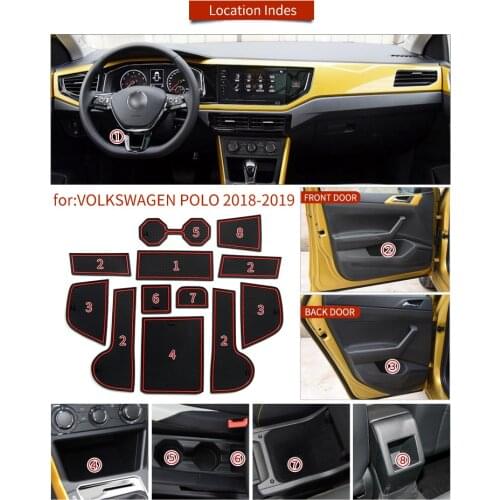 Car Accessories Stickers for VW POLO MK6 2018 2019 For Volkswagen Anti-Slip Mat for Phone Gate Slot Mats Cup Rubber Pads Rug