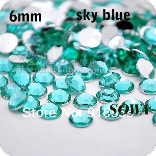Free Shipping 500pcs/bag SS30 Size 6mm Sky Blue Color Resin Flatback beads,Nail Art beads,DIY Wedding Decoration