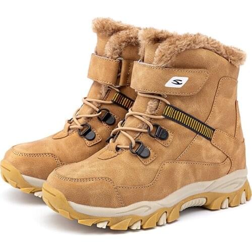 Boys Martin Boots Autumn Winter New Tide Anti-skid Keep Warm Snow Boots Plus Size Big Kids Shoes