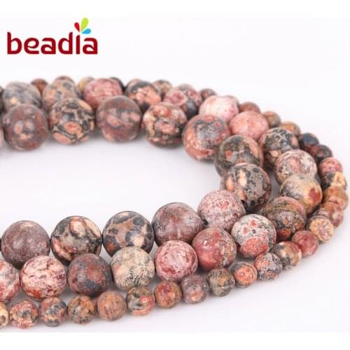 4 6 8 10 12mm Natural Leopard Stripes Stone Loose Round Beads For DIY Bracelet Jewelry Fashion Women DIY Pendants Gifts 15