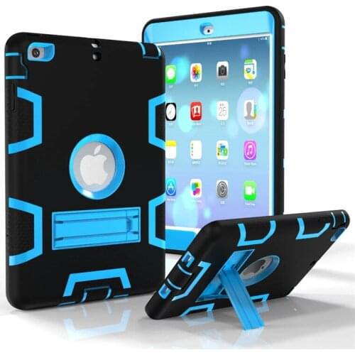 Case for iPad Mini 2 3 1 Shockproof Heavy Duty Plastic+Rubber Cover for iPad Mini 3 Tablet case Hybrid 3in 1 with Stand Holder