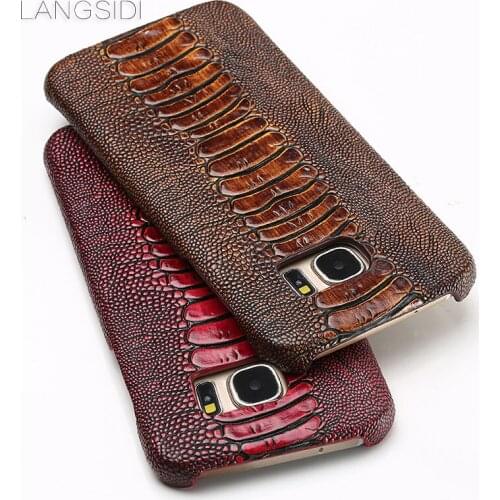 Genuine leather Phone case For Samsung S7 Edge Case Ostrich foot Texture back cover For S8 S9 Plus A5 A7 A8 J5 J7 2017 case