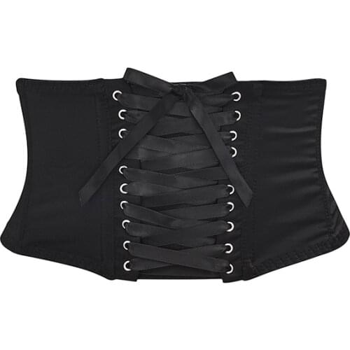 Black Bandage Lace up Belt Front Boned Sexy Underbust Belt Corset Waist Slim Trainer Women Waist Bustiers
