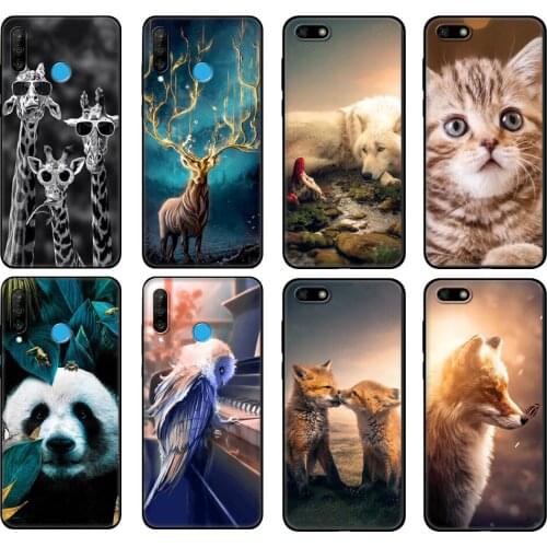 Black tpu Case For Huawei Honor 20 Lite 10 10i 20S 30S 30 Case Honor 7A 5.45 7s 7C 5.7 Case Cover funy Animal cartoon Coque