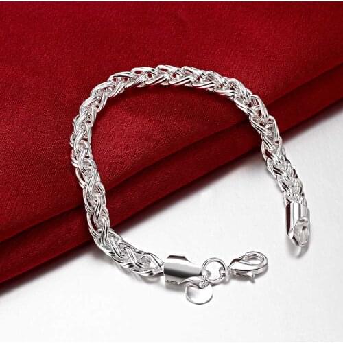 Cheap Wholesale Silver Color 6MM Twist Chain Bracelet Fashion Jewelry for Men and Women Length 20CM drop shipping