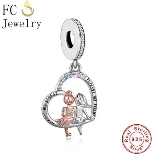 FC Jewelry Fit Original Charm Bracelet 925 Stegling Silver I Love You Forever My Friend Bead For Making Women Berloque 2021 New