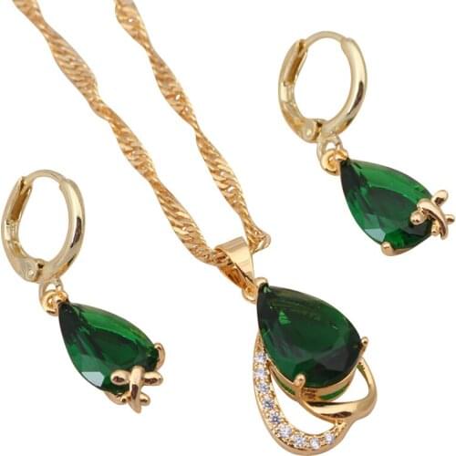 Brand Charming jewelry sets Good quality Earrings & Necklace gold tone Zircon Crystal Fashion Jewelry JS197A