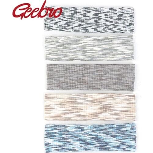 Geebro Fashion Woman Cotton Stretch Headbands Summer Unisex Men Thin Ribbed Sport Headbands Ladies Yoga Hair Band Accessories
