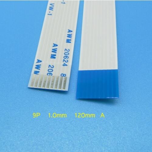 5pcs 9pin FFC FPC flat flexible cable 1.0mm pitch 9 pin A Forward Length 120mm Ribbon Flex Cable AWM 20624 80C 60V VW-1