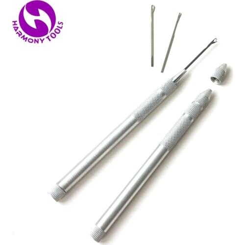 HARMONY 1 Piece Aluminum Handle Hook Needles with 3pcs needles For Install Micro Rings Beads I tip Hair Extensions