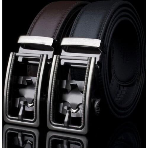 Leather Fake Pin Buckle Belt Automatic Buckle Mens Business Casual Clip Buckle Belt