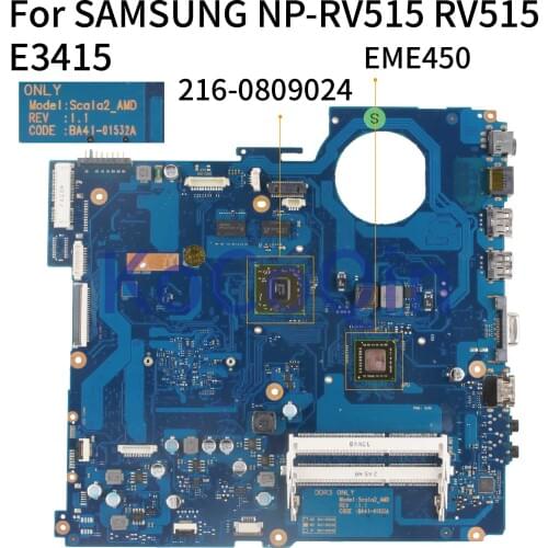 KoCoQin Laptop motherboard For SAMSUNG NP-RV515 RV515 Mainboard BA41-01532A BA92-09429A EME450 216-0809024 1G AMD