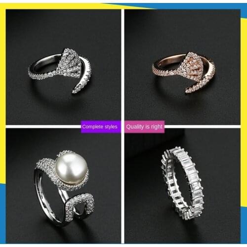 2020 new fan-shaped pearl diamond ring Korean wave ins paper clip round personality temperament female brand jewelry