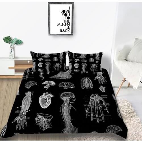 Thumbedding Skeleton Bedding Set Organ Creative Soft Duvet Cover Black King Queen Twin Full Single Double Unique Design Bed Set