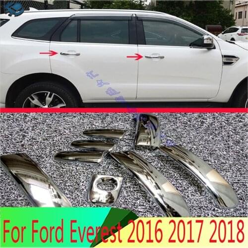ABS Chrome Door Handle Cover Without Smart Key Hole Catch Cap Trim Molding Accessories For Ford Everest 2016 2017 2018